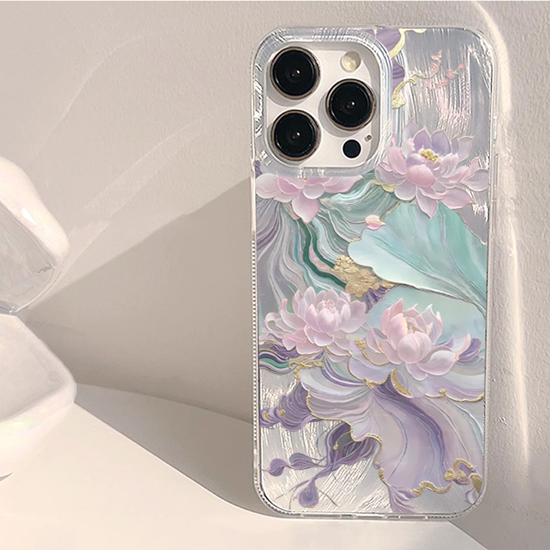 Phone Accessories To Sell - Dreamy Purple Lotus Print Aesthetic Phone