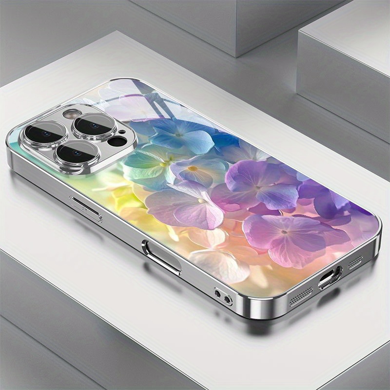 Phone Accessories To Sell - Colorful Flower Patterned Electroplated Glass Mobile