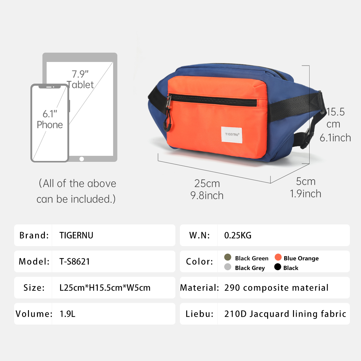 Tigernu  Chest Bag For Men 7.9 - đánh giá và giá Phone Accessories For Men